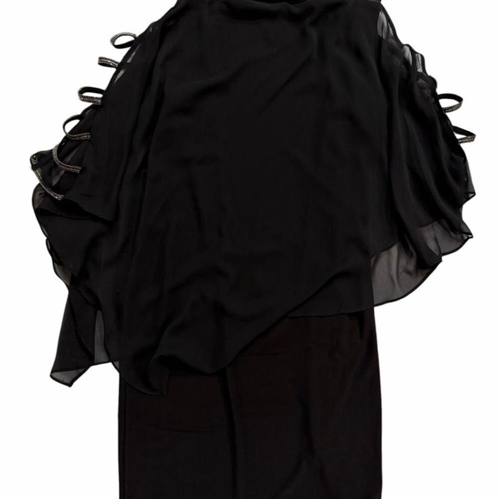 MSK black mini dress with silver embellishments on straps